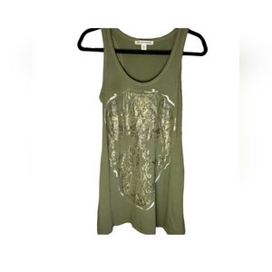 Andrew Charles skull army green tank racer back skeleton women's small